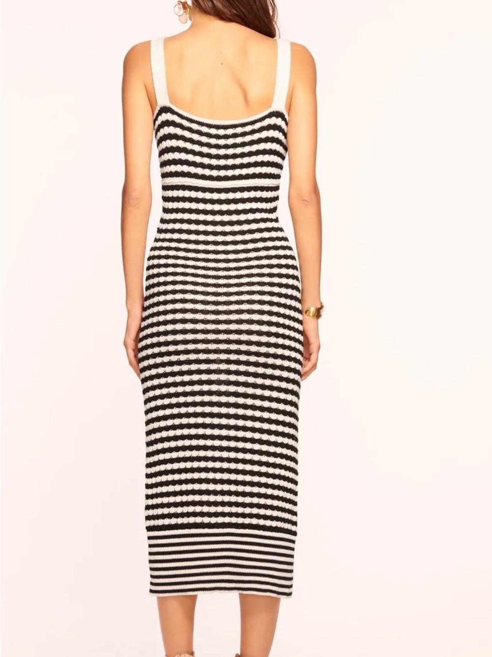 Ramy Brook Black & White Striped Knot-Front Midi Dress - Picture 2 of 9